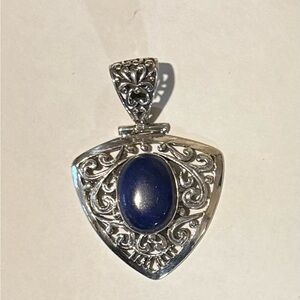 Vintage Lapis Lazuli in Sterling Silver Pendant